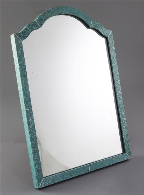 A shagreen and ivory veneered dressing table mirror, width 12in. height 17in.